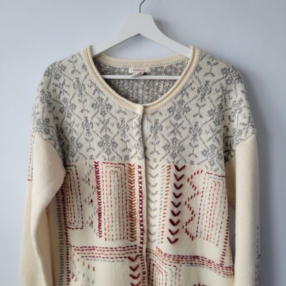 sundance women's Victoria Embroidered Cardigan size M Fair Isle Western Boho - Picture 3 of 6